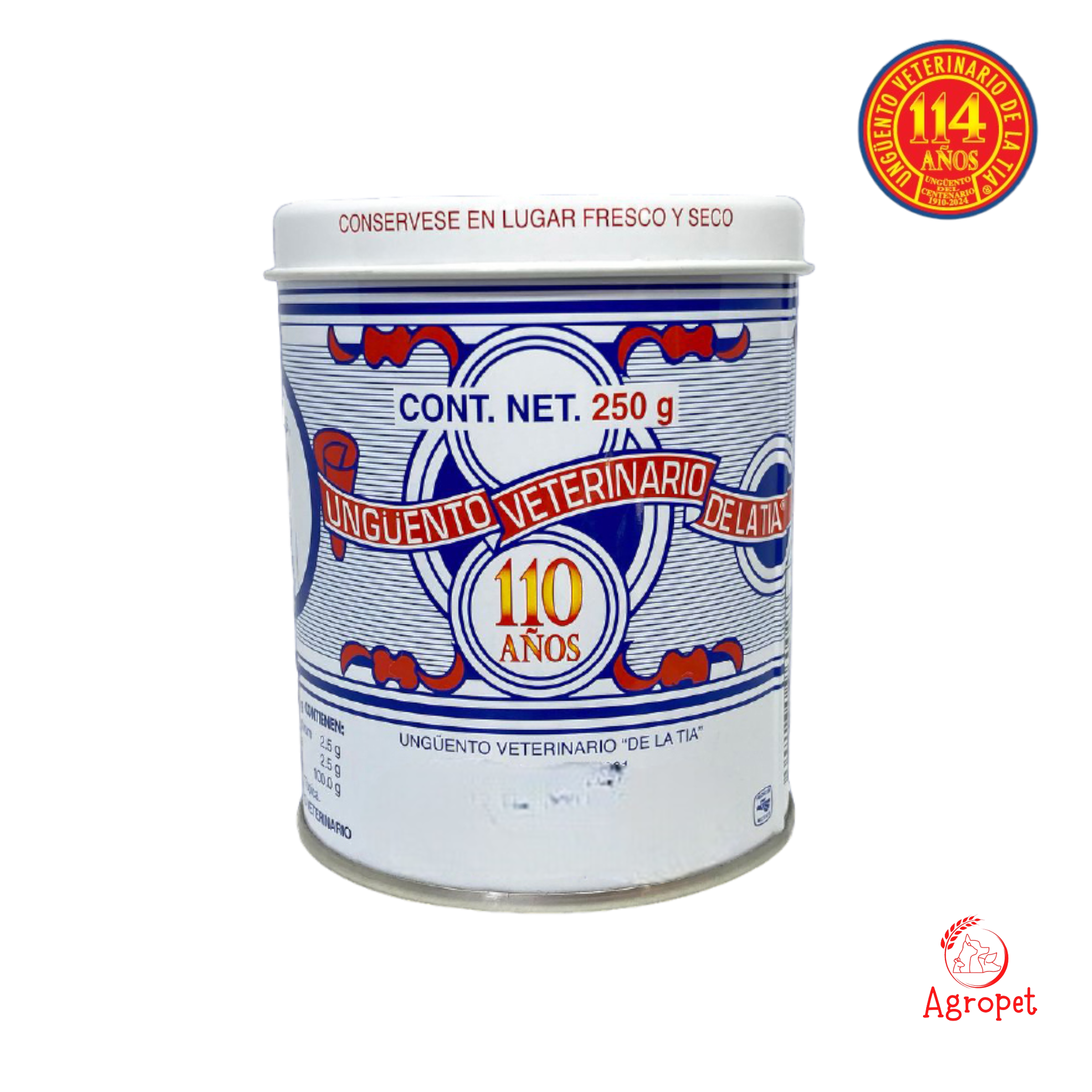 Presentación de 250g del Ungüento de la Tía, cicatrizante natural con aloe y ajo

