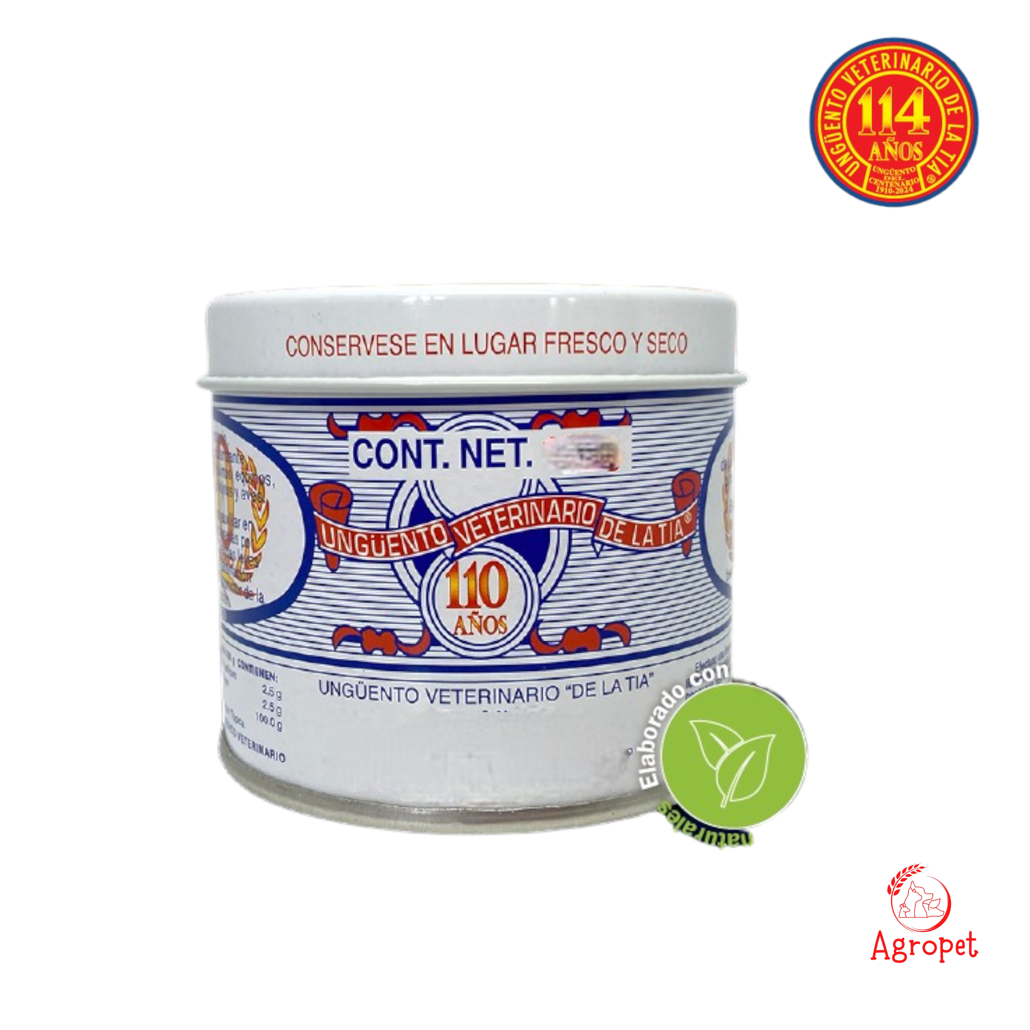Envase de 60g de Ungüento de la Tía, ideal para heridas en ganado y mascotas.