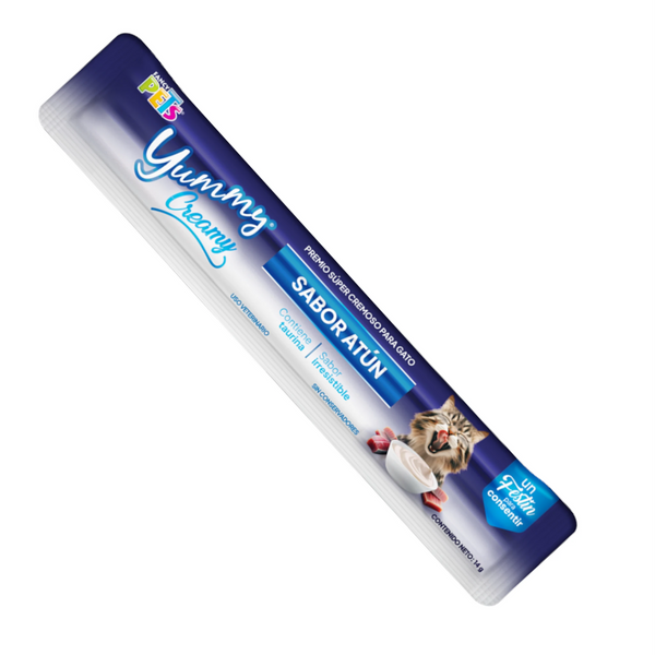 Tubo individual de premio cremoso Yummi Creamy sabor atún para gatos